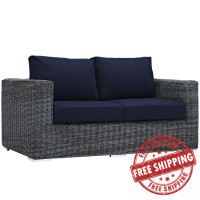 Modway EEI-1865-GRY-NAV Summon Outdoor Patio Sunbrella Loveseat in Canvas Navy