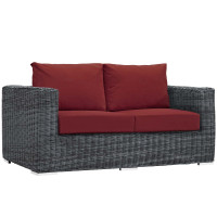 Modway EEI-1865-GRY-RED Summon Outdoor Patio Sunbrella Loveseat