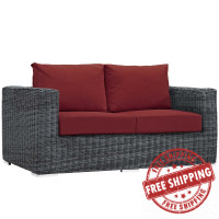 Modway EEI-1865-GRY-RED Summon Outdoor Patio Sunbrella Loveseat