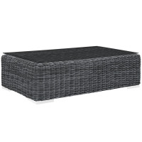 Modway EEI-1866-GRY Summon Outdoor Patio Glass Top Coffee Table in Gray