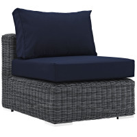 Modway EEI-1868-GRY-NAV Summon Outdoor Patio Sunbrella Armless in Canvas Navy