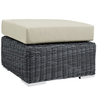 Modway EEI-1869-GRY-BEI Summon Outdoor Patio Sunbrella Ottoman in Canvas Antique Beige