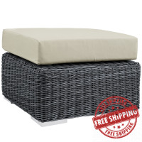 Modway EEI-1869-GRY-BEI Summon Outdoor Patio Sunbrella Ottoman in Canvas Antique Beige