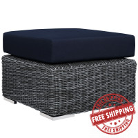 Modway EEI-1869-GRY-NAV Summon Outdoor Patio Sunbrella Ottoman in Canvas Navy