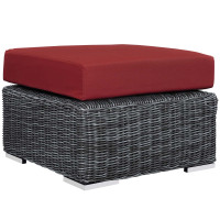 Modway EEI-1869-GRY-RED Summon Outdoor Patio Sunbrella Ottoman