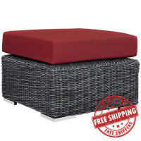 Modway EEI-1869-GRY-RED Summon Outdoor Patio Sunbrella Ottoman