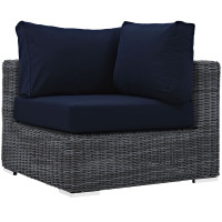Modway EEI-1870-GRY-NAV Summon Outdoor Patio Sunbrella Corner in Canvas Navy