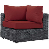 Modway EEI-1870-GRY-RED Summon Outdoor Patio Sunbrella Corner
