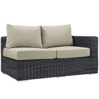 Modway EEI-1871-GRY-BEI Summon Outdoor Patio Sunbrella Right Arm Loveseat in Canvas Antique Beige