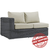 Modway EEI-1872-GRY-BEI Summon Outdoor Patio Sunbrella Left Arm Loveseat in Canvas Antique Beige