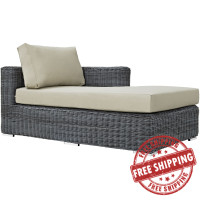Modway EEI-1873-GRY-BEI Summon Outdoor Patio Sunbrella Right Arm Chaise in Canvas Antique Beige