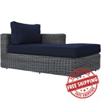 Modway EEI-1873-GRY-NAV Summon Outdoor Patio Sunbrella Right Arm Chaise in Canvas Navy