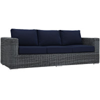 Modway EEI-1874-GRY-NAV Summon Outdoor Patio Sunbrella Sofa in Canvas Navy