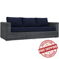 Modway EEI-1874-GRY-NAV Summon Outdoor Patio Sunbrella Sofa in Canvas Navy