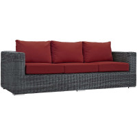 Modway EEI-1874-GRY-RED Summon Outdoor Patio Sunbrella Sofa