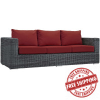 Modway EEI-1874-GRY-RED Summon Outdoor Patio Sunbrella Sofa