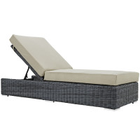 Modway EEI-1876-GRY-BEI Summon Outdoor Patio Sunbrella Chaise Lounge in Canvas Antique Beige
