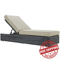 Modway EEI-1876-GRY-BEI Summon Outdoor Patio Sunbrella Chaise Lounge in Canvas Antique Beige