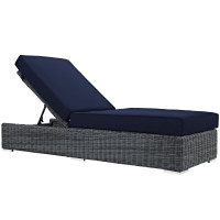 Modway EEI-1876-GRY-NAV Summon Outdoor Patio Sunbrella Chaise Lounge in Canvas Navy