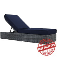 Modway EEI-1876-GRY-NAV Summon Outdoor Patio Sunbrella Chaise Lounge in Canvas Navy