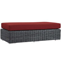Modway EEI-1877-GRY-RED Summon Outdoor Patio Sunbrella Rectangle Ottoman