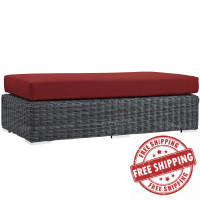 Modway EEI-1877-GRY-RED Summon Outdoor Patio Sunbrella Rectangle Ottoman