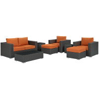 Modway EEI-1880-CHC-TUS-SET Sojourn 8 Piece Outdoor Patio Sunbrella Sectional Set in Canvas Tuscan