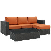 Modway EEI-1889-CHC-TUS-SET Sojourn 3 Piece Outdoor Patio Sunbrella Sectional Set in Canvas Tuscan