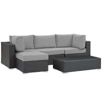 Modway EEI-1890-CHC-GRY-SET Sojourn 5 Piece Outdoor Patio Sunbrella Sectional Set