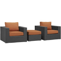 Modway EEI-1891-CHC-TUS-SET Sojourn 3 Piece Outdoor Patio Sunbrella Sectional Set in Canvas Tuscan