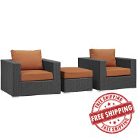 Modway EEI-1891-CHC-TUS-SET Sojourn 3 Piece Outdoor Patio Sunbrella Sectional Set in Canvas Tuscan