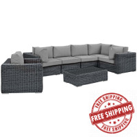 Modway EEI-1892-GRY-GRY-SET Summon 7 Piece Outdoor Patio Sunbrella Sectional Set