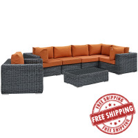 Modway EEI-1892-GRY-TUS-SET Summon 7 Piece Outdoor Patio Sunbrella Sectional Set in Canvas Tuscan