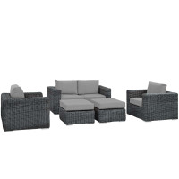 Modway EEI-1893-GRY-GRY-SET Summon 5 Piece Outdoor Patio Sunbrella Sectional Set