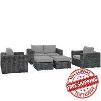 Modway EEI-1893-GRY-GRY-SET Summon 5 Piece Outdoor Patio Sunbrella Sectional Set