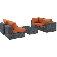 Modway EEI-1896-GRY-TUS-SET Summon 5 Piece Outdoor Patio Sunbrella Sectional Set in Canvas Tuscan