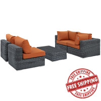 Modway EEI-1896-GRY-TUS-SET Summon 5 Piece Outdoor Patio Sunbrella Sectional Set in Canvas Tuscan