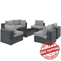 Modway EEI-1897-GRY-GRY-SET Summon 7 Piece Outdoor Patio Sunbrella Sectional Set