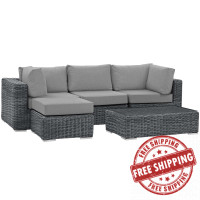 Modway EEI-1904-GRY-GRY-SET Summon 5 Piece Outdoor Patio Sunbrella Sectional Set