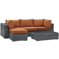 Modway EEI-1904-GRY-TUS-SET Summon 5 Piece Outdoor Patio Sunbrella Sectional Set in Canvas Tuscan