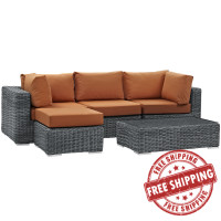 Modway EEI-1904-GRY-TUS-SET Summon 5 Piece Outdoor Patio Sunbrella Sectional Set in Canvas Tuscan