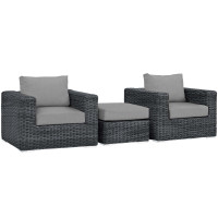 Modway EEI-1905-GRY-GRY-SET Summon 3 Piece Outdoor Patio Sunbrella Sectional Set