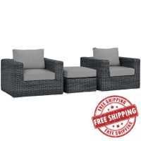 Modway EEI-1905-GRY-GRY-SET Summon 3 Piece Outdoor Patio Sunbrella Sectional Set