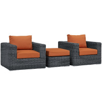 Modway EEI-1905-GRY-TUS-SET Summon 3 Piece Outdoor Patio Sunbrella Sectional Set in Canvas Tuscan
