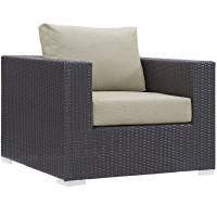 Modway EEI-1906-EXP-BEI Convene Outdoor Patio Armchair in Espresso Beige