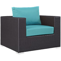 Modway EEI-1906-EXP-TRQ Convene Outdoor Patio Armchair in Espresso Turquoise
