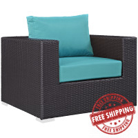 Modway EEI-1906-EXP-TRQ Convene Outdoor Patio Armchair in Espresso Turquoise