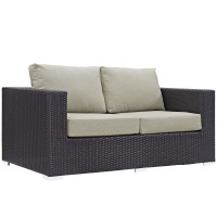 Modway EEI-1907-EXP-BEI Convene Outdoor Patio Loveseat in Espresso Beige