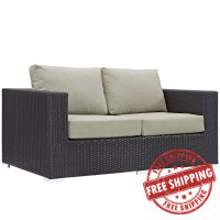 Modway EEI-1907-EXP-BEI Convene Outdoor Patio Loveseat in Espresso Beige