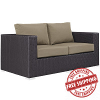 Modway EEI-1907-EXP-MOC Convene Outdoor Patio Loveseat in Espresso Mocha